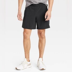 All in Motion Men’s 9” Soft Stretch Shorts Black Side Small Side Pockets NWT